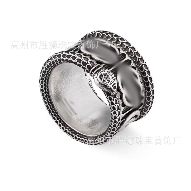 高バージョン Gujia リング Gucci レトロ オールド メンズ レディース リング カップル モデル ダブル G ストライプ エナメル 中空デイジー|undefined