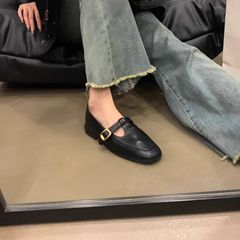 复古平底方头黑色乐福鞋女2025秋季新款百搭韩版小皮鞋百搭单鞋潮