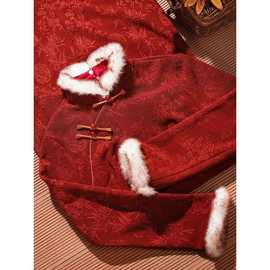 原创新中式复古百搭旗袍冬装红色2025新款订婚新中式敬酒服秋冬款