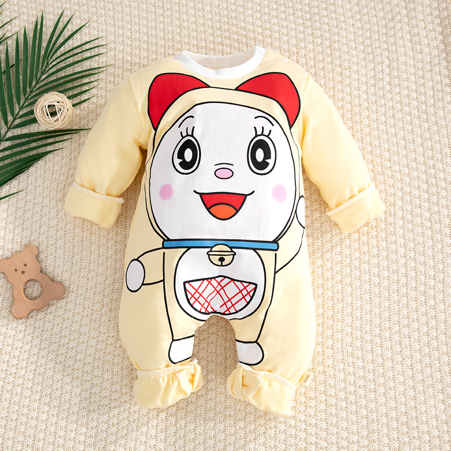 Vestido de una pieza de bebé de anime de primavera y otoño, un tipo de mameluco de manga larga de algodón puro, ropa de recién nacido, vestido de gatear para bebés, vestido de un año