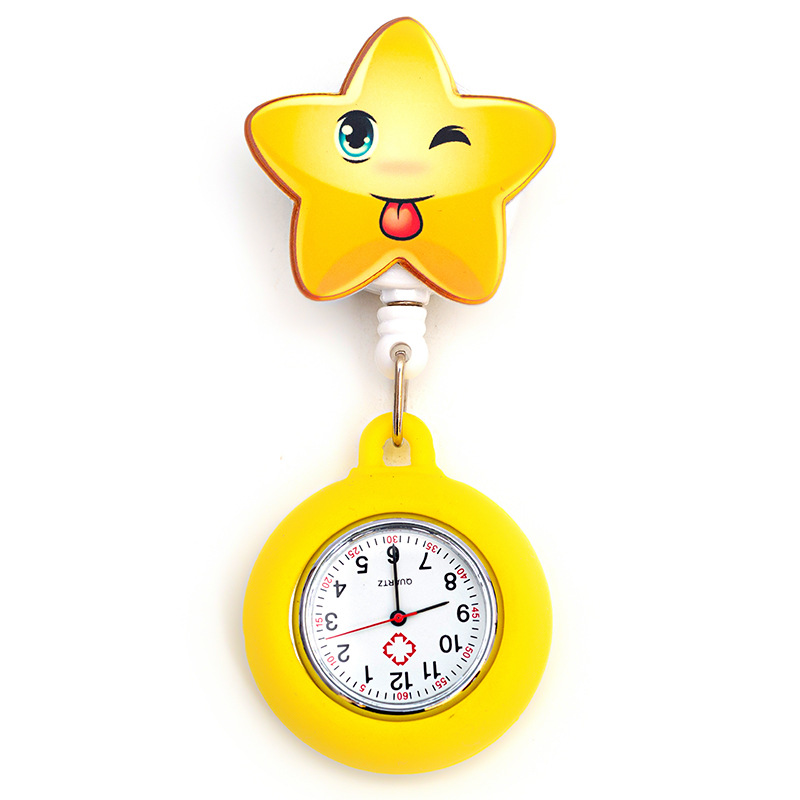 Reloj de enfermera retráctil con clip, diseño de dibujos animados, reloj de bolsillo médico para doctores y estudiantes, al por mayor