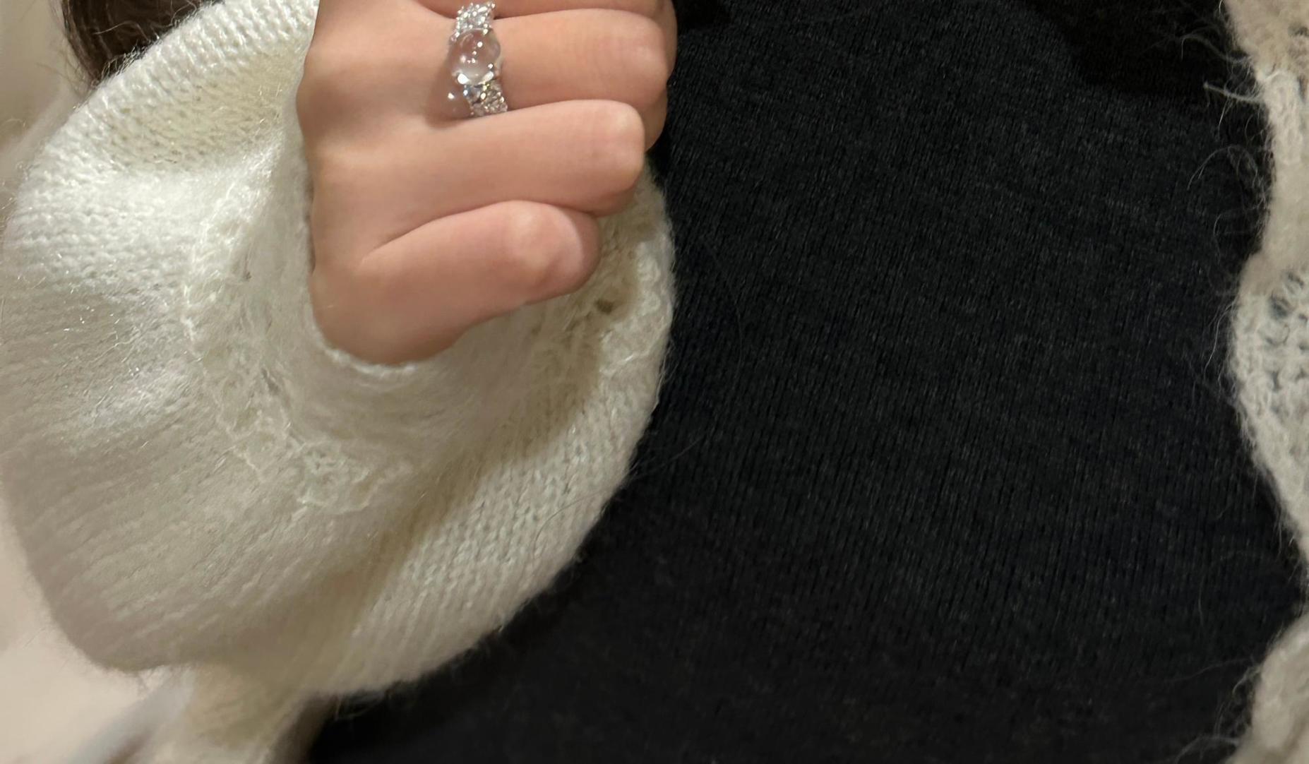 Collier en argent pur pour tout le corps avec chaîne de clavicule en jade et mousse d'eau, bijoux Xiancan, nouveauté, luxe léger, vent frais_voghion.com