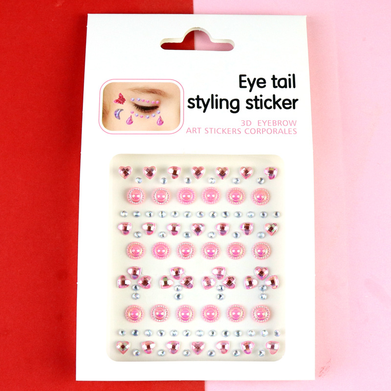 Transfronterizo AB diamantes coloridos joyas de maquillaje de ojos maquillaje facial pegatinas de diamante para niños espectáculo de escenario pegatinas faciales pegatinas de cristal perlas
