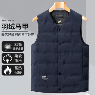Autumn and Winter Middle-aged and Elderly Down Vest Men's V-Neck Dad's Vest Inner Wearing Outer Wearing Grandpa's Waistcoat 2024 New Style