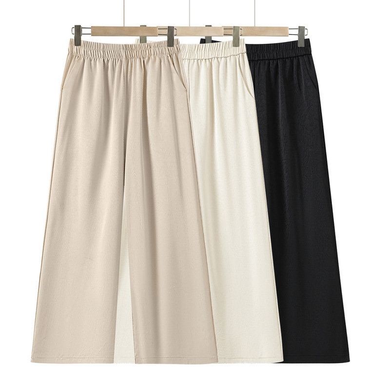 Middle-Aged and Elderly Women's Summer Clothing, Mom's Wide-Leg Pants, 2026 New Stylish Drapey Straight-Leg Pants, Nine-Point Casual Long Pants Middle-Aged and Elderly Women's Summer Clothing, Mom's Wide-Leg Pants, 2026 New Stylish Drapey Straight-Leg Pants, Nine-Point Casual Long Pants