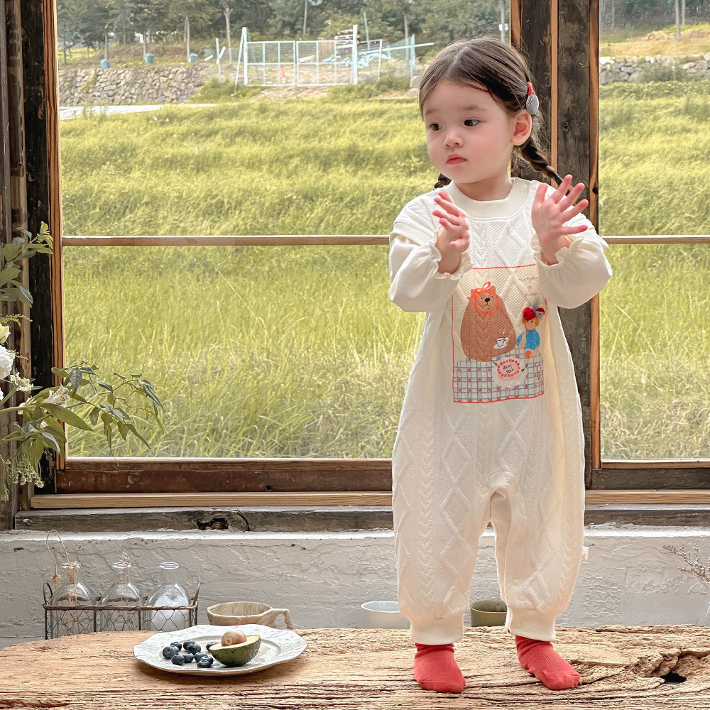Ropa de bebé, otoño, una pieza, rombo retro, traje de escalada de manga larga, lindo y súper lindo, mameluco para bebés