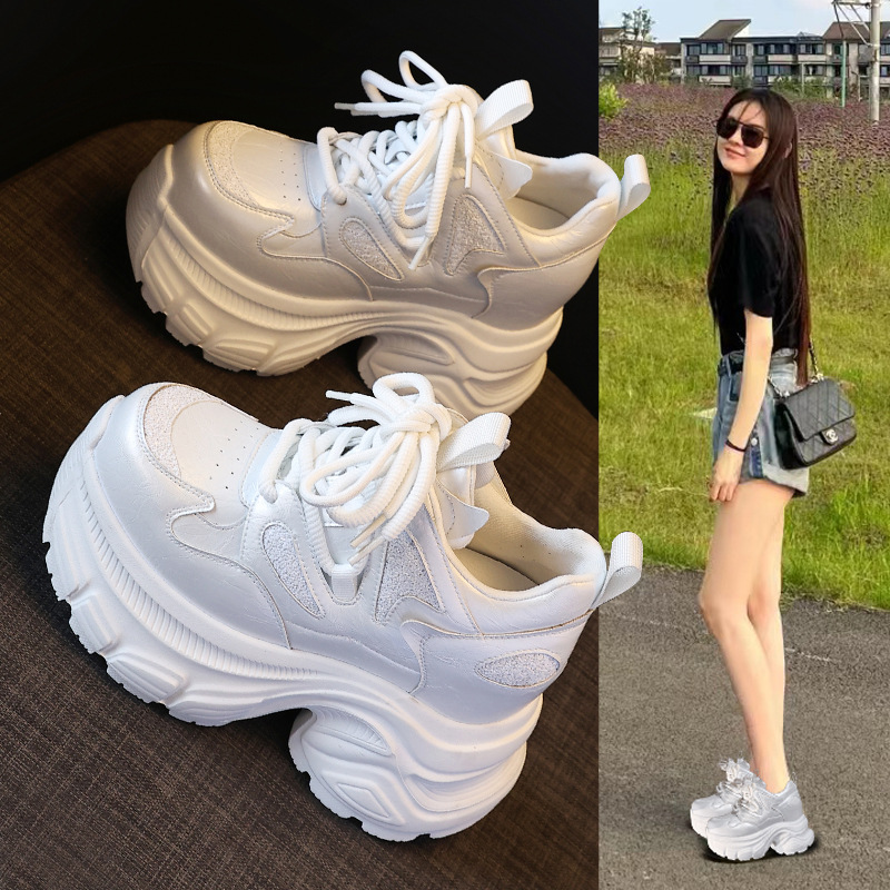 Giày sneaker chunky nữ đế dày tăng chiều cao HC3572 — Màu đen