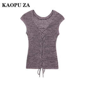 KAOPU ZA 2025夏季新款女式派对时尚V领无袖针织时尚简约女式毛衣