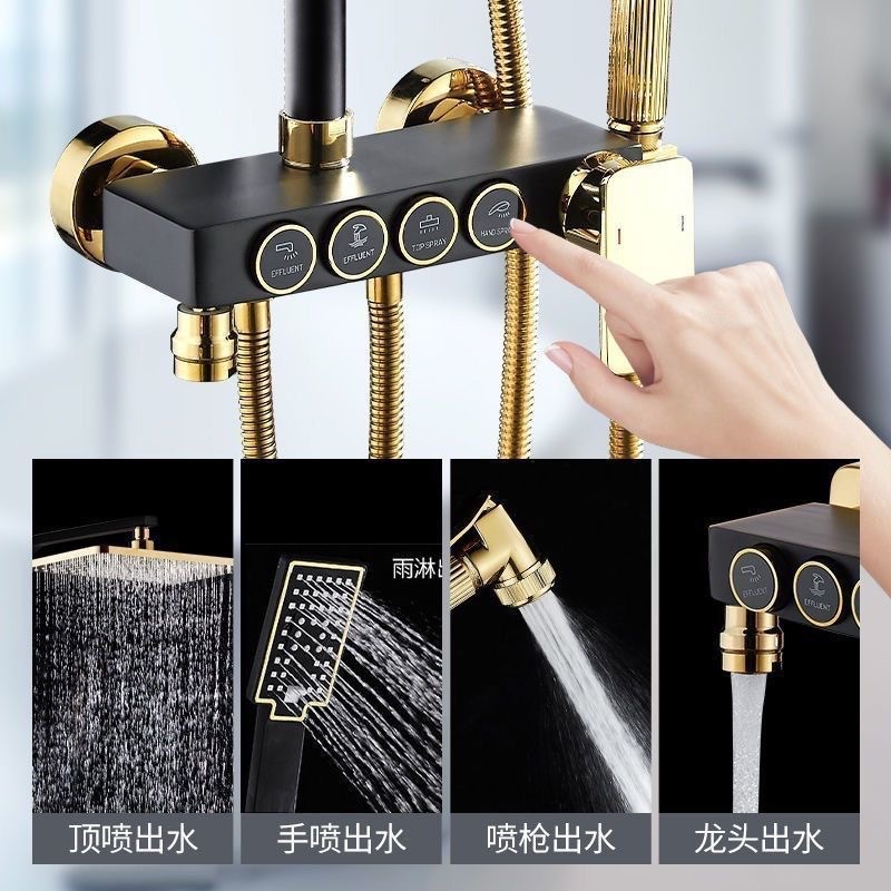 Ducha de cobre puro conjunto de ducha doméstica presurizada y temperatura constante conjunto de ducha de ducha de presión de agua de lluvia ingeniería general