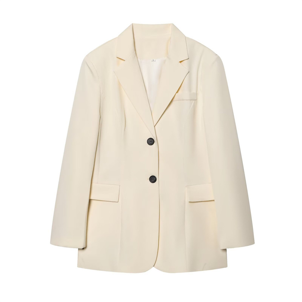 Qadın slim-fit blazer, düz rəngli, uzunqol