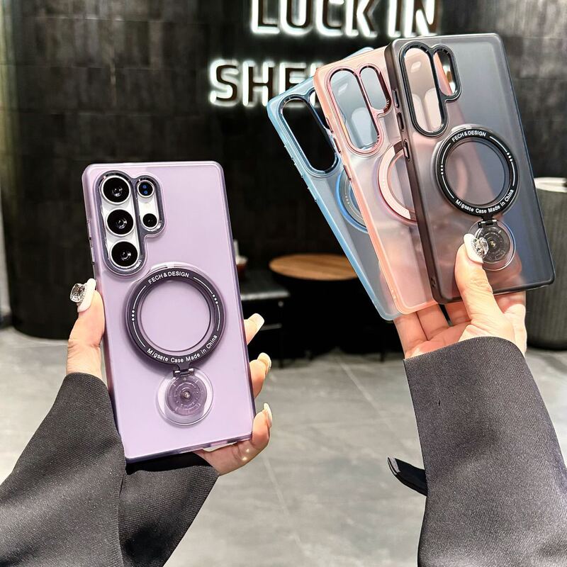 Suitable for Samsung S25Ultra Mobile Phone Case with 360-Degree Rotating Magnetic Stand, Anti-Drop for S24, Matte Skin-Feel for S23, and S22 Case Suitable for Samsung S25Ultra Mobile Phone Case with 360-Degree Rotating Magnetic Stand, Anti-Drop for S24, Matte Skin-Feel for S23, and S22 Case