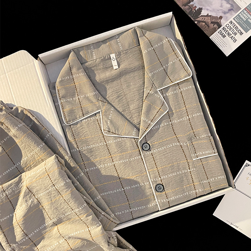 Pijamas de cuadrillas para hombres primavera, otoño, invierno, nubes de algodón, ropa de hogar de mangas largas para jóvenes 2024 nuevo conjunto