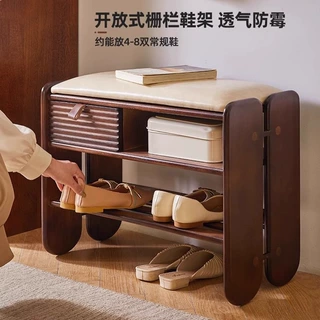 实木换鞋凳门口穿鞋凳软包鞋架可坐式进门凳子入户坐凳一体