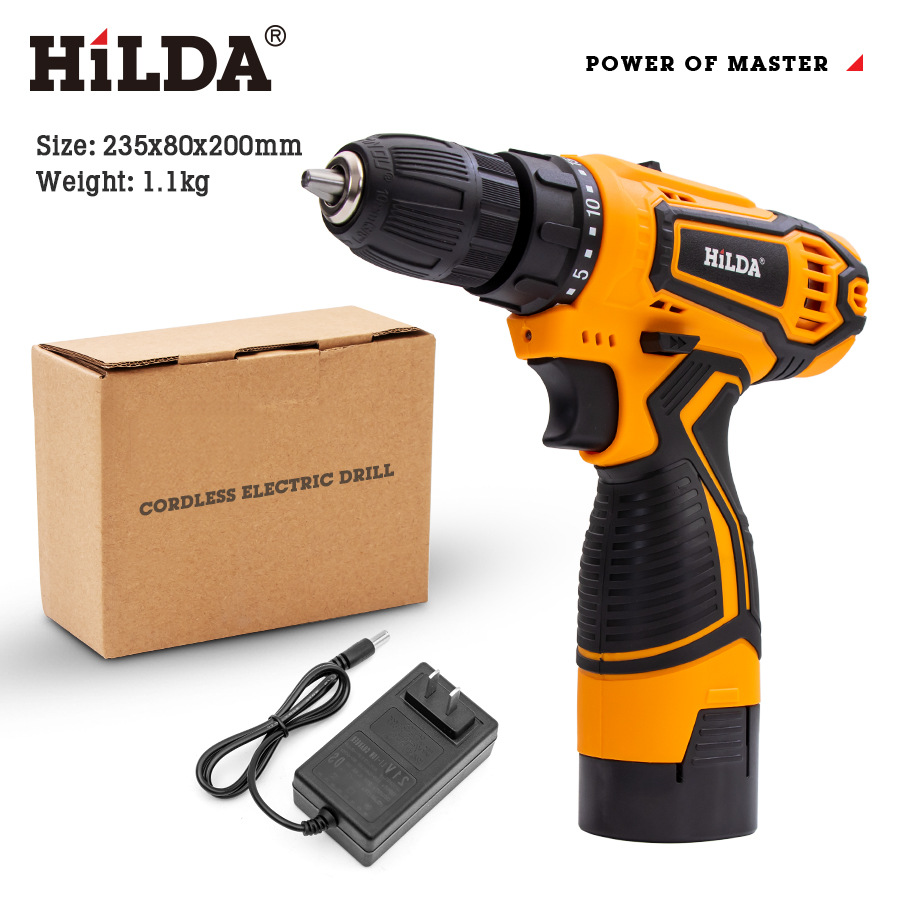 HILDA/HILDA taladro manual recargable multifuncional taladro eléctrico de litio destornillador eléctrico hardware para el hogar producto novedoso transfronterizo