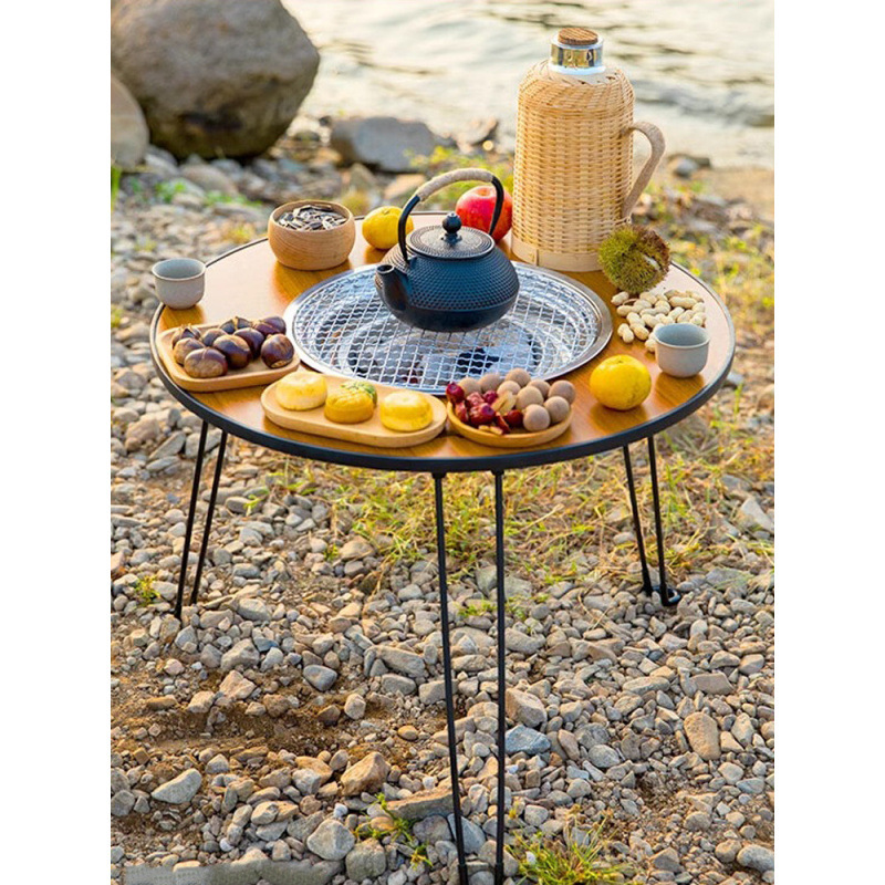 Outdoor Craftsman Folding Table and Chair Camping Furnace Barbecue Grill Cooking Tea Table Hot Pot Integrated Portable Self-driving Tour Outdoor Table
