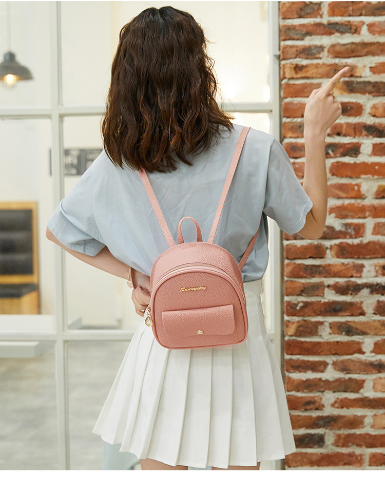 Factory Wholesale Daily Backpack Mini Korean Style Lychee Pattern Small Bag  New Simple Women's Small Backpack display picture 3