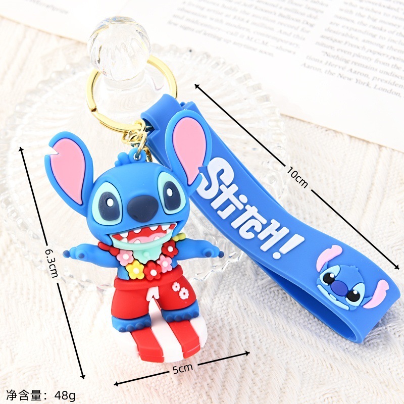 キーホルダーかわいいステッチキーホルダー人形ソフトプラスチック車漫画小さなギフトストリートステッチペンダント|undefined