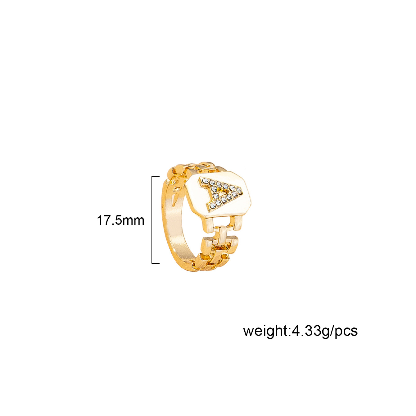 New Retro Diamond Letter A Alloy Ring display picture 1