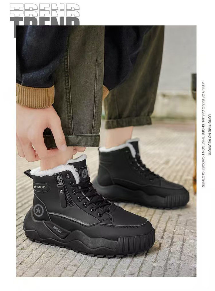 Giày bốt nam cổ cao lót lông giữ ấm chống thấm nước đế dày — CT15 Kaki, CT15 màu xám, CT15 màu đen chi tiết 15