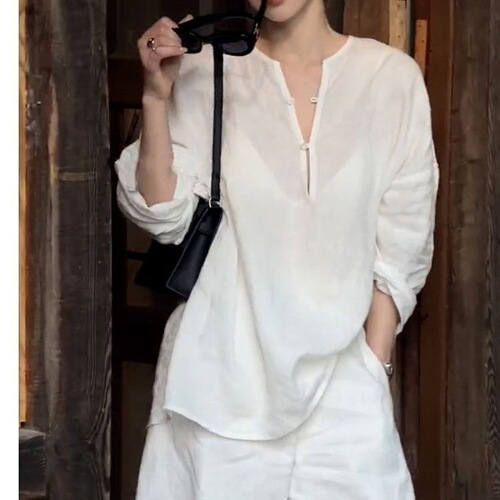 Korean simple commuting sunscreen white shirt top and shorts two-piece 2026 summer fashionable all-match new
