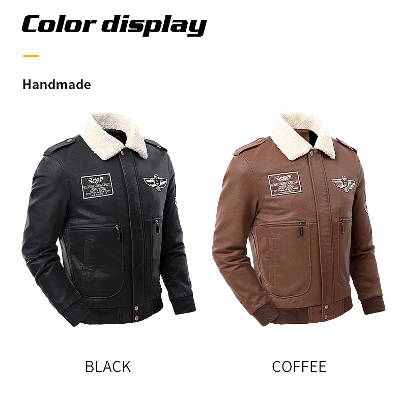 Men's Leather Jacket With Fleece Lining For Winter And Autumn Style_voghion.com
