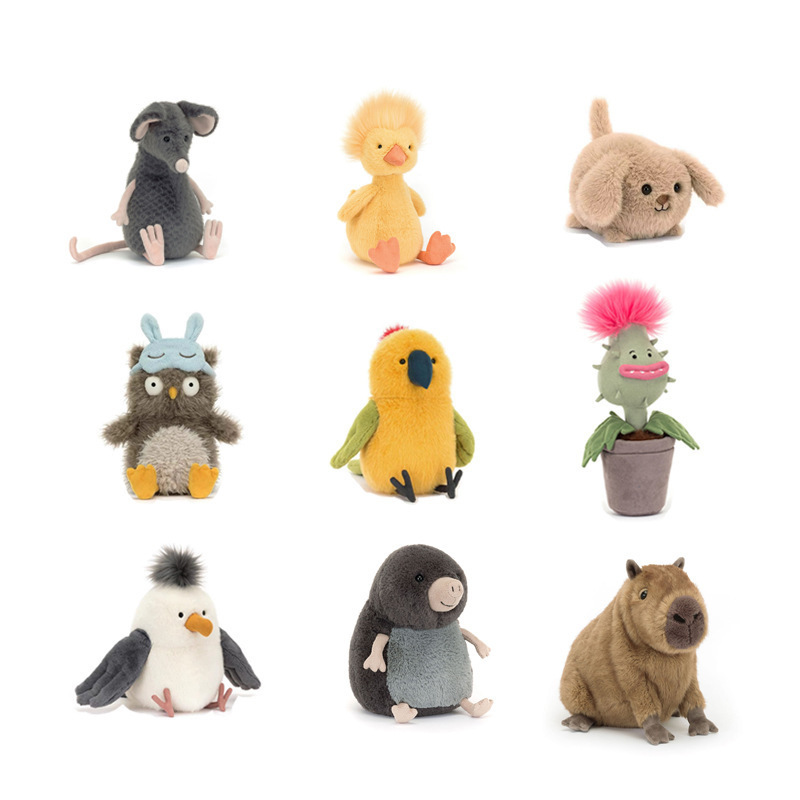 Amuse Fried Animal Series Dolls, Sand Sculptures, Funny Afro Penguins, Ducks, Parrots Plush Toys