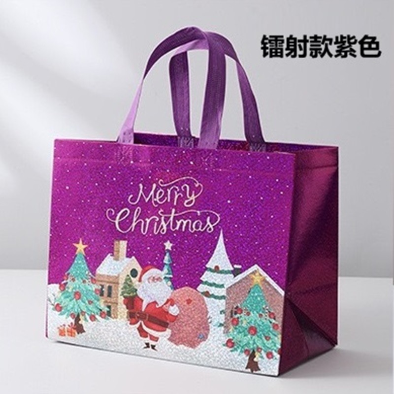 Linhai spot bolsa de regalo de Navidad láser de Santa Claus bolsa no tejida bolsa de película de Navidad bolsa de regalo de fiesta