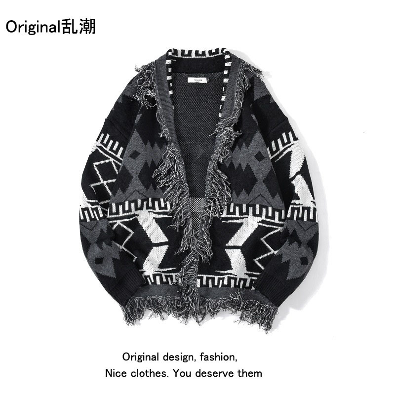 2026 Lazy Style Sweater for Women, Loose Cardigan, Fashionable Youthful Street Style, Vintage Distressed Whiskered Knit Long-Sleeve Top