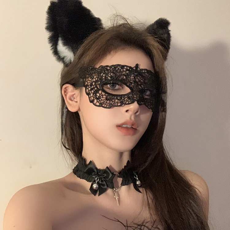 黑色花朵面具假面舞会装扮道具晚会年会半脸面具眼罩化妆之夜面罩|undefined