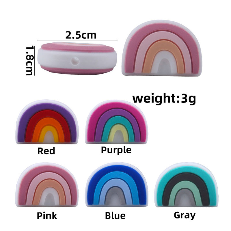 Creativo DIY bebé suministros de dibujos animados de silicona Arco Iris juguete mordedor bebé molar pezón anti-gota cadena Accesorios