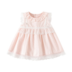 Summer Princess Dress for Girls, Cute Backless Blouse Dress A-Type Pure Cotton Baby Dress for 100th Day Birthday