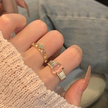 新款韩版白玫瑰爱心花卉开口戒指女ins小众设计感高级感食指指环
