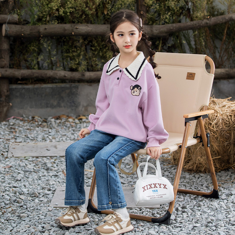 Women's Spring and Autumn Style Hoodie 2024 New Trendy Children's Autumn Long-Sleeve Top for Older Children Fashion Autumn Outfit Top