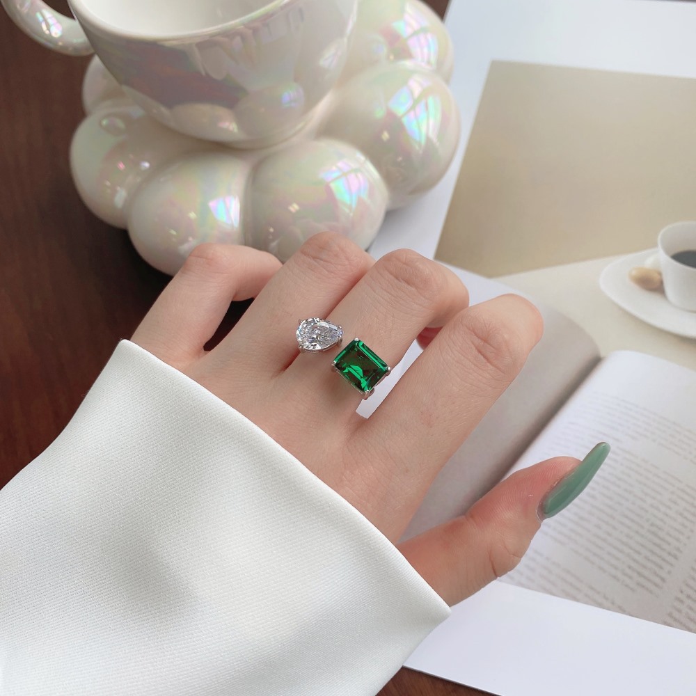 15g Weight Zircon Inlay Material 925 Sterling Silver Zircon Square Rings