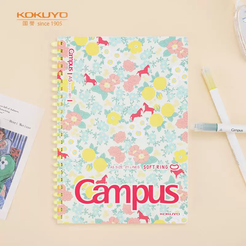 Блокнот KOKUYO Campus Kato Wood Series A5/B5, мягкая пружина, 80 страниц в линейку