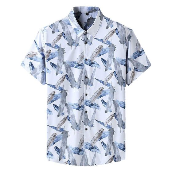 Foreign Trade Independent Station Amazon Cross-Border American Culture Men's Short-Sleeved Shirt Four-Way Elastic 3D Digital Printing Dropshipping