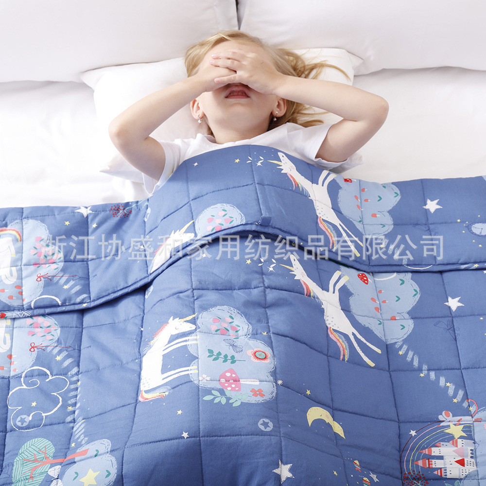 Suministro directo de fábrica edredón de gravedad impresión de algodón manta de gravedad cuentas de vidrio suave para niños weighted blanket