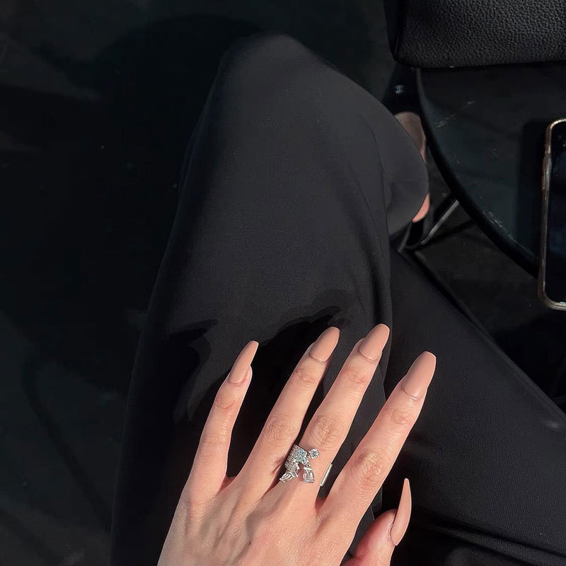 Fashion Water Droplets Copper Plating Inlay Artificial Gemstones Open Ring 1 Piece