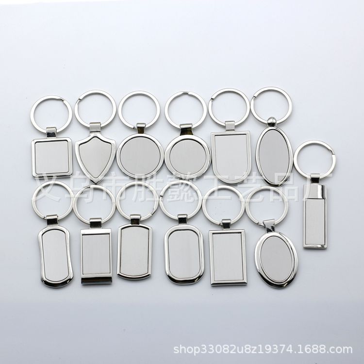 In-Stock Zinc Alloy Brushed Metal Keychain with Engraving and Heat Transfer Blank Keychain for Car Advertising Gifts