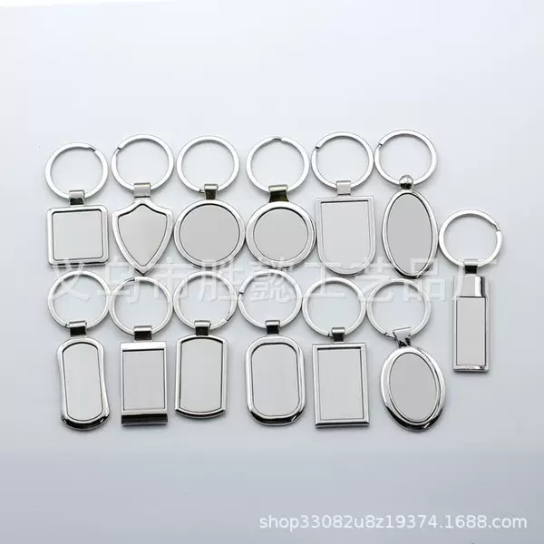 In-Stock Zinc Alloy Brushed Metal Keychain with Engraving and Heat Transfer Blank Keychain for Car Advertising Gifts