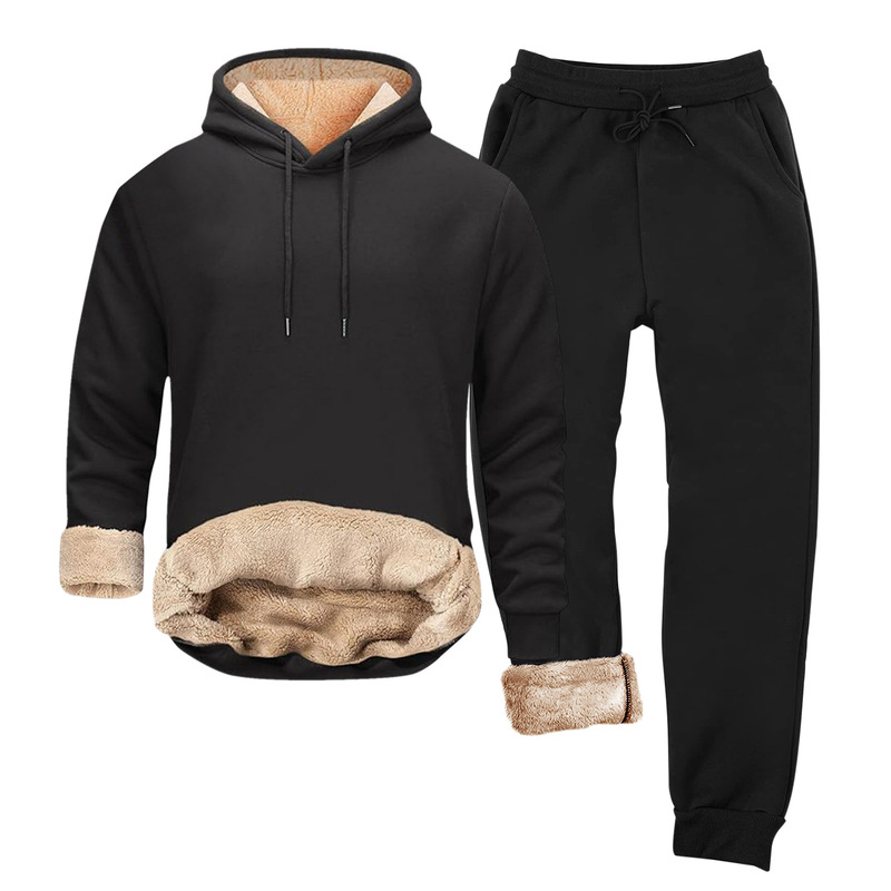AliExpress cross-border autumn and winter new fleece-lined hooded sweater suit Europe and the United States leisure pullover hoodie foreign trade men's clothing