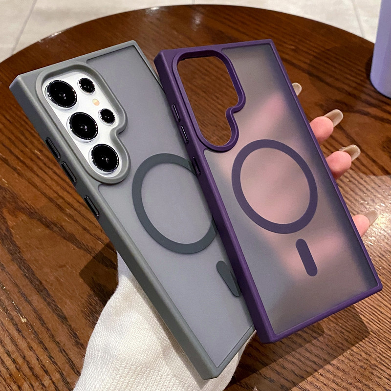 Skin-sensitive magnetic suction Samsung S25ultra phone case for s23 cross-border S24plus/s22 frosted s21 new