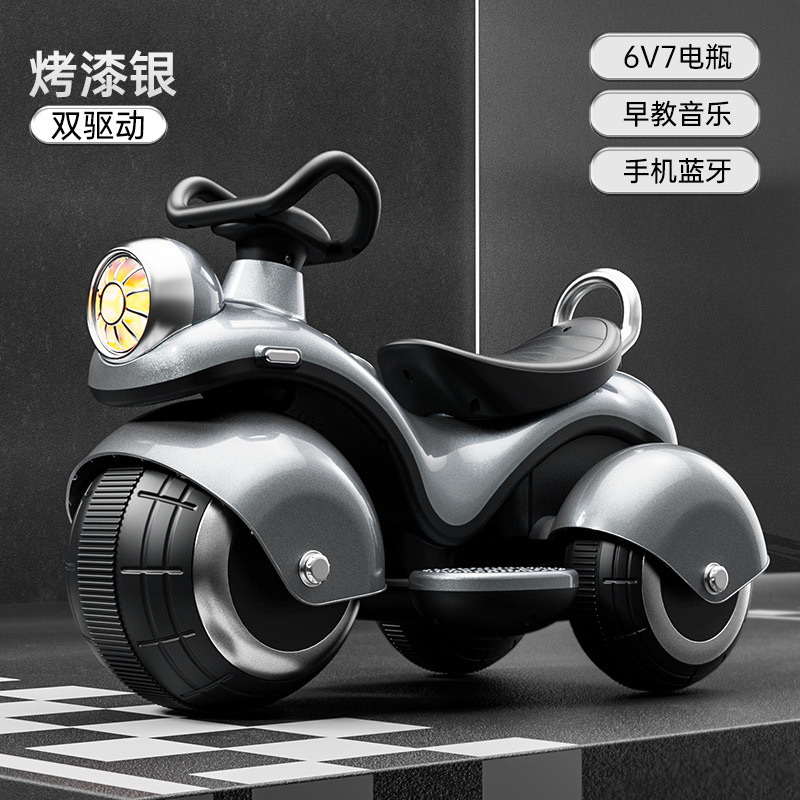Niños motocicleta eléctrica de doble tracción triciclo coche de batería para niños coche de juguete de control remoto para niños se puede sentar