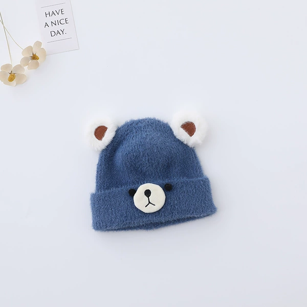 Velvet woolen bear hood hidden blue