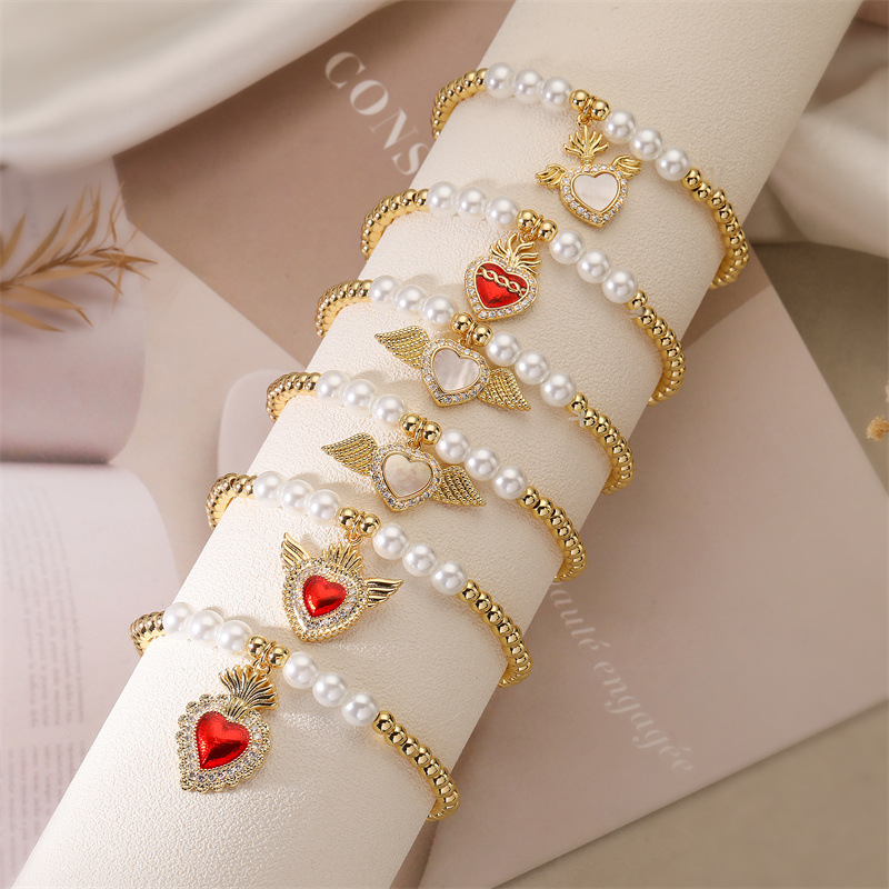 25g Weight Copper Pendant Material Zircon Inlay Material Bracelets Classification Copper Chain Material 1 Piece Quantity Outdoor, Shopping Occasion Copper Material Heart Shape, Wings Pattern Unisex Gender Inlay Design Copper Lady Inlay Heart Shape Wings Zircon Bracelets 1