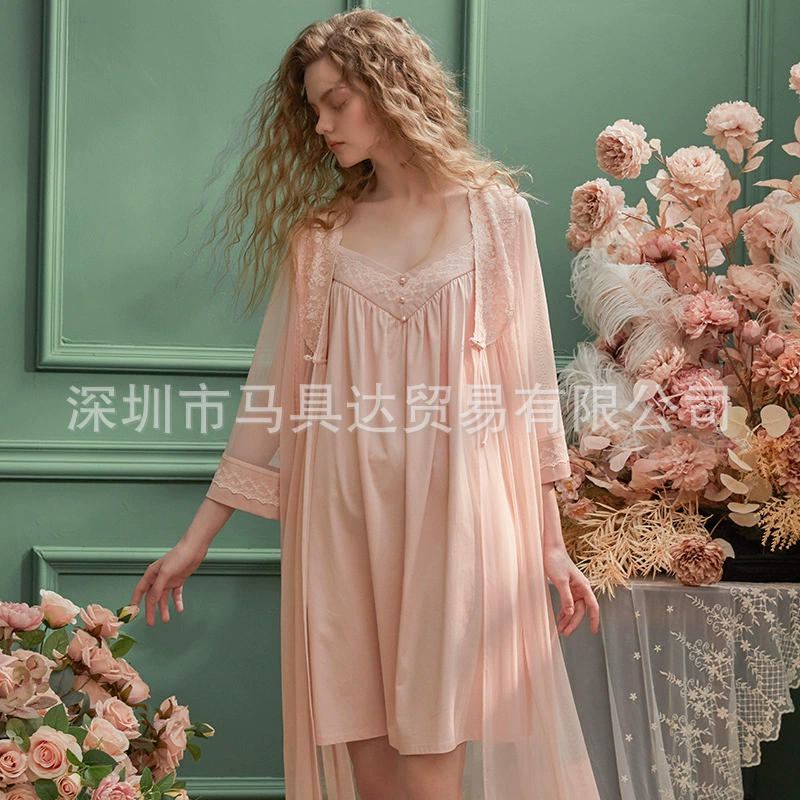 23900 Chenxi кружевная сетчатая ночная рубашка домашняя одежда с длинными рукавами в корейском стиле милая принцесса весна осень лето пижамы bestie