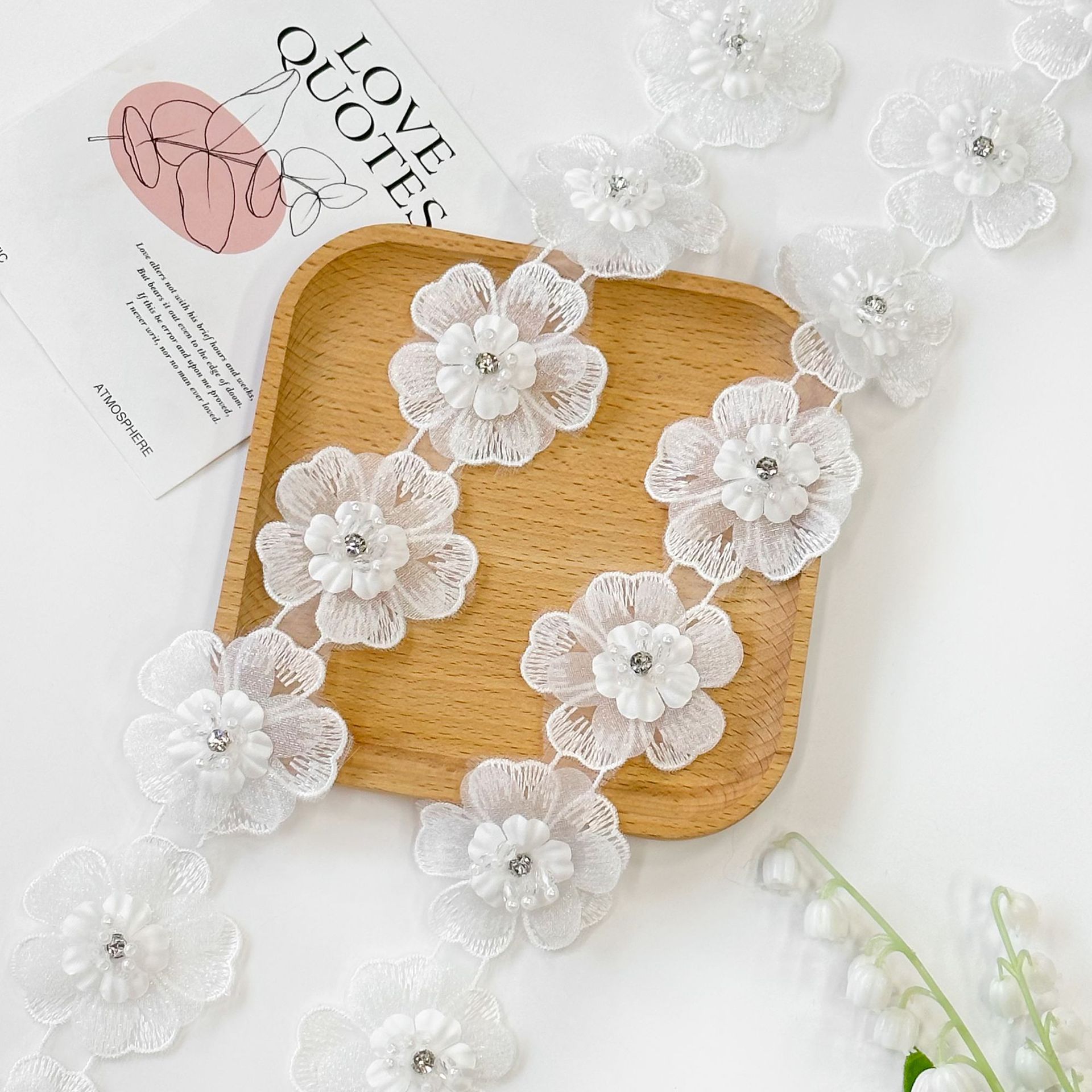 5cm de ancho de tres capas de ergena bordado flores encaje DIY accesorios de ropa vestido de boda ropa infantil accesorios de falda