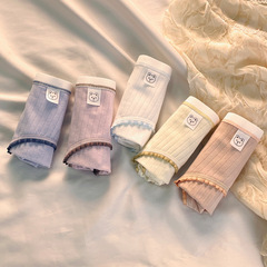 Girls pure cotton crotch underwear female pure cotton new mid-waist shorts pure cotton crotch bottoms sweet student briefs