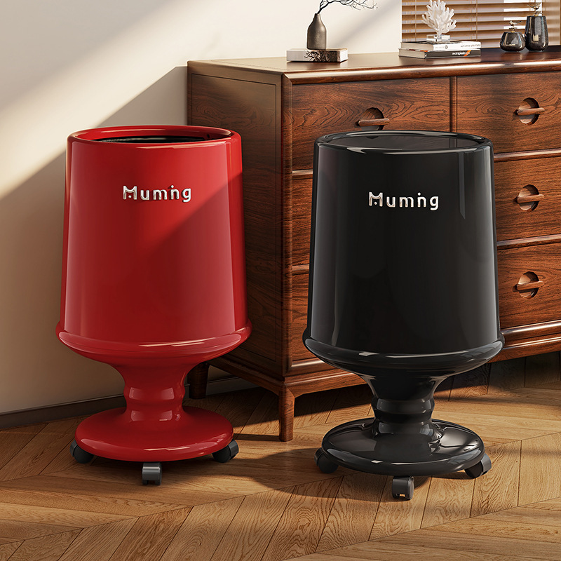 Retro High-Legged Trash Can, Light Luxury, High-End, New Model for Home Use, Wine Glass Trash Bin, Double Bin with Wheels for Living Room and Bedroom Retro High-Legged Trash Can, Light Luxury, High-End, New Model for Home Use, Wine Glass Trash Bin, Double Bin with Wheels for Living Room and Bedroom