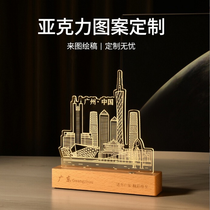 Acrylic Night Light Customized Corporate Company Business Creative Gifts Urban Cultural and Creative Tourism Souvenirs Can Be Customized
